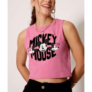 Imagem de Blusa Cropped Regata Feminina Mickey Disney-44573, Rosa, PP