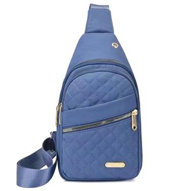 Imagem de Mochila transversal pequena tiracolo para mulheres e homens, bolsa de peito, bolsa tiracolo para viagens, esportes, corrida, caminhada, Azul, Small