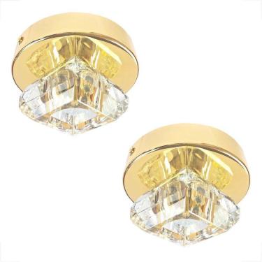 Imagem de Kit 2 Spot Cristal Redondo Sobrepor Plafon Banheiro G9 Bet46
