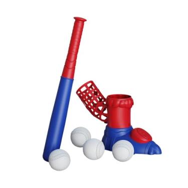 Imagem de KiBcsLic Máquina de arremesso de beisebol infantil com lançador de bolas, 4 bolas para prática de esportes ao ar livre, brinquedo para crianças com taco