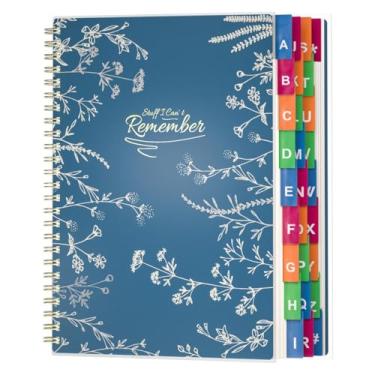 Imagem de Livro de senhas com abas alfabéticas coloridas, livro espiral para guardar senhas para idosos, (azul)