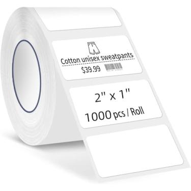 Imagem de Rongta Etiquetas adesivas térmicas de 5 x 2,5 cm, papel de etiqueta de código de barras autoadesivo para impressora térmica direta e comercial, adesivos de envio de endereço retangular multiuso, 1000