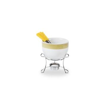 Imagem de Aparelho De Fondue 7 Peças Amarelo Cerâmica Linha Fondue Brinox Amarelo
