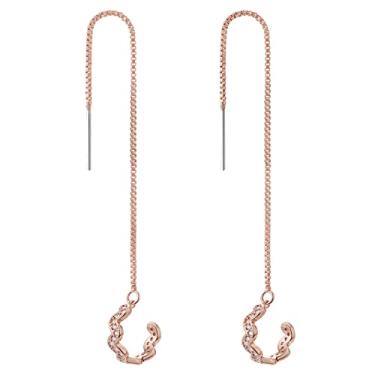 Imagem de Brinco de corrente de zircônia cúbica banhado a ouro 18 K, brincos hipoalergênicos, brincos para meninas, Zircônia cúbica, Zircônia cúbica