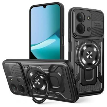 Imagem de Kukoufey Capa compatível com Xiaomi Poco C85 4G 25078PC3EE, compatível com REDMI 15C (171), suporte magnético giratório de 360 graus, capa de telefone preta