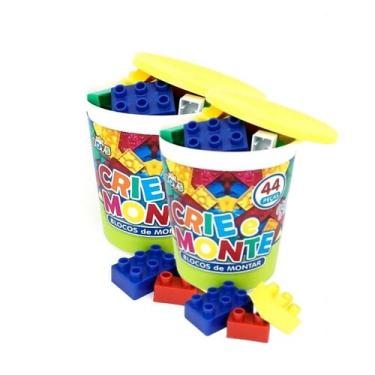 Imagem de Kit 2 Blocos De Montar Educativo Infantil Brinquedo 44 Pçs - Brinque E