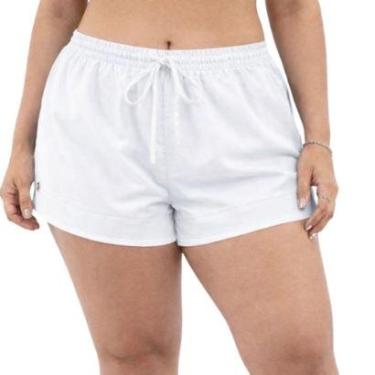 Imagem de Short Tactel Feminino Plus Size Cós Elástico com Cordão Leve Confortável-Feminino