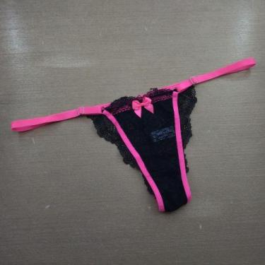 Imagem de Tanga Renda Bicolor Cor:Preto/Rosa NeonTamanho:M - Perereca Sarada Ret