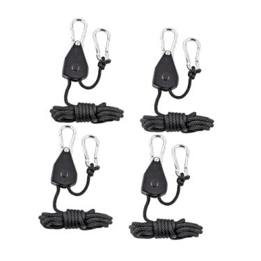 Imagem de simhoa Conjunto de 4 cordas de camping com catraca para pendurar luzes de cultivo, tensionar e fixar tendas e ventiladores.
