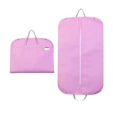 Imagem de Sacos de vestuário premium não tecidos para ternos, jaquetas e vestidos - Armazenamento de pendurar durável com alças de transporte - Organizador de viagem e armário, marrom - Ideal para proteção de
