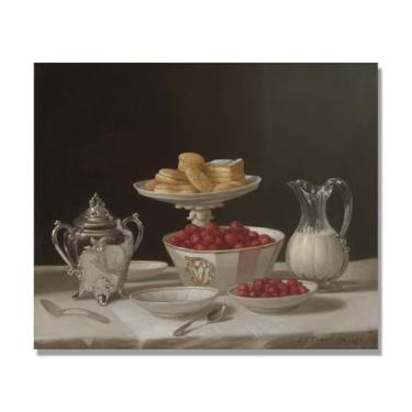 Imagem de NHLDZYH Vintage Fruta Ainda Vida Tela Retro Frutas Motivo Estilo Country Decoração de Parede para Cozinha e Sala de Jantar. A27. 60 x 72 cm. Apenas Tela