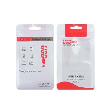 Imagem de Bolsa de embalagem com 100 peças para acessórios de cabo USB, brilhante, transparente, tamanho pequeno, suprimentos comerciais, bolsa de embalagem de 7,9 x 14 cm (vermelho)