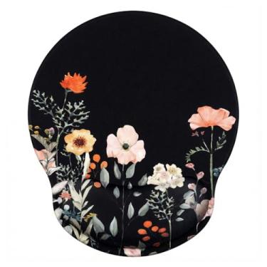 Imagem de Mouse pad ergonômico com suporte de pulso, descanso de espuma viscoelástica com estampa floral