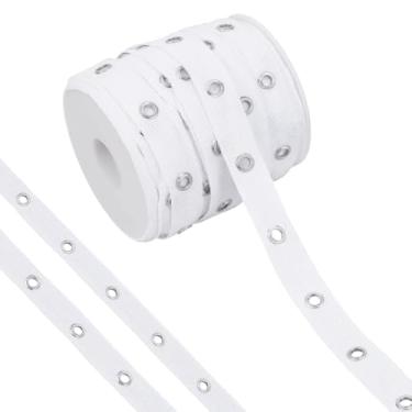 Imagem de BENECREAT Fita de ilhó branca de 20 metros, fitas de sarja com acabamento de 1,5 cm de largura, fitas de ilhó de algodão para fazer espartilhos, decoração de roupas e decoração de casa DIY