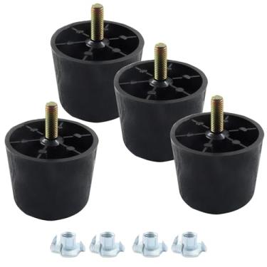 Imagem de Zorveiio Pernas de plástico para móveis de 5 cm, preto, redondo, afunilado, para sofá, cadeira, pés de substituição com parafusos de suspensão M8 e porcas em T (conjunto de 4)