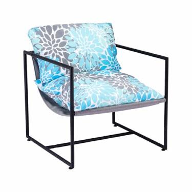 Imagem de JMGBird Cadeira De Acento Com Estrutura Metal Para Pátio, Deck, Jardim, Quintal, Varanda, Sala Estar, Piscina