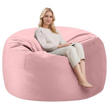 Imagem de CANSUNNA Cadeiras de pufe de 1,8 m, pufes confortáveis, cadeiras gigantes com enchimento de espuma de memória, cadeiras Beanbag para adultos, capa lavável na máquina, sofá preguiçoso para sala de