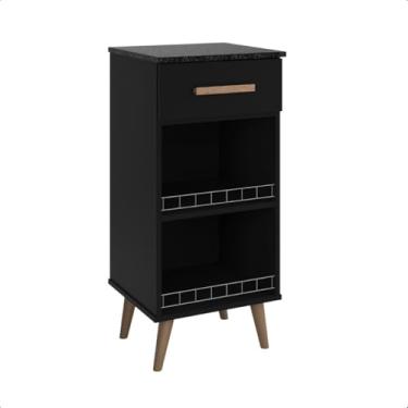 Imagem de Balcão Fenix para Cozinha com Suporte para Frutas e Bebedouro e Gaveta - Lavanderia, Copa, Área de Serviço(Preto/Marmorizado)