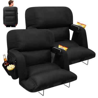 Imagem de DEKEMASTER Assentos de estádio com suporte para as costas, design exclusivo estilo sofá cadeiras de 63,5 cm de largura com encosto e almofada extra grossos, 6 posições reclináveis para eventos
