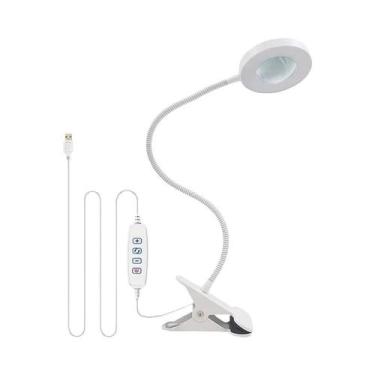 Imagem de Lupa LED 10X Com Braço Flexível E Clampe De Metal, 3 Modos De Cor, Lum