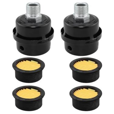 Imagem de Bxian 2 peças de rosca macho de 1/2 polegada e silenciador de compressor de ar de 20 mm de diâmetro com elemento de substituição adequado para geradores, sopradores, caldeiras, saídas de exaustão
