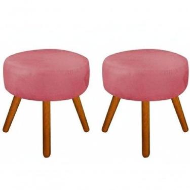 Imagem de Kit 02 Puff Redondo Pés Palito Rosê - SMF DECOR