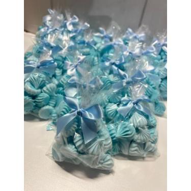 Imagem de Lembrancinha de Suspiro azul com laço 30 UN - Gleide Maria Confeitaria