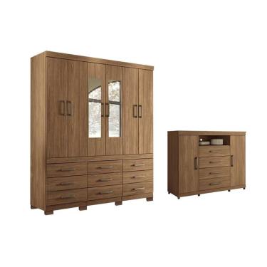 Imagem de Guarda Roupa 2 Peças (1guardaroupa+1cômoda) Qc420 Jatobá - Santos Andirá