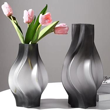 Imagem de Arranjo de flores em forma de tornado criativo arranjos de duas peças decorações de textura fosca sênior (cor: cinza, tamanho: conjunto A)