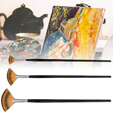 Imagem de Acouto Conjunto de Escova de Pintura de Cabelo de Nylon Em Formato de Leque de 6 Peças Com Alças Ergonômicas de Bétula para Guache, Aquarela e Tinta a óleo (3 pacotes (4#8#12#))