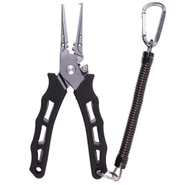 Imagem de LUYILA Alicate de pesca, removedor de anzol com alça de borracha, cortadores de linha de pesca multifuncionais com bainha e cordão, equipamento de pesca para pescadores, pescadores