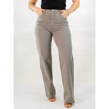 Imagem de Calça Feminina Wide Leg Sarja Estonada Castanho Vintage Anticorpus-Feminino