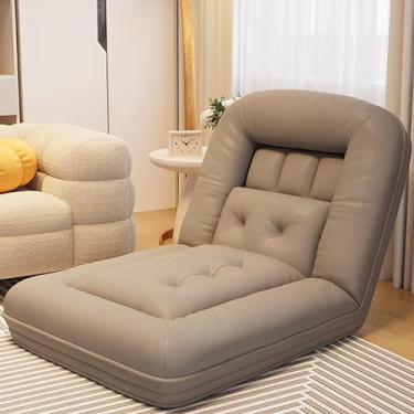 Imagem de Sofá preguiçoso cadeira de sofá individual design simples arte varanda lazer sofá quarto sofá preguiçoso varanda cadeira de lazer individual cinza-140 × 85