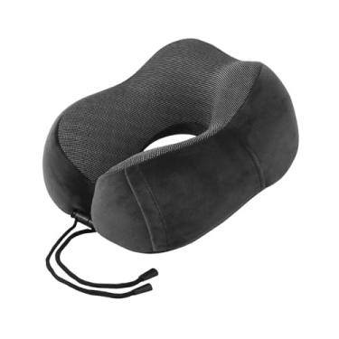 Imagem de ZGUZMCMK Travesseiro de viagem multifuncional com suporte para pescoço, em espuma viscoelástica macia e ergonômica, com capa lavável, ideal para carro, avião e, Preto