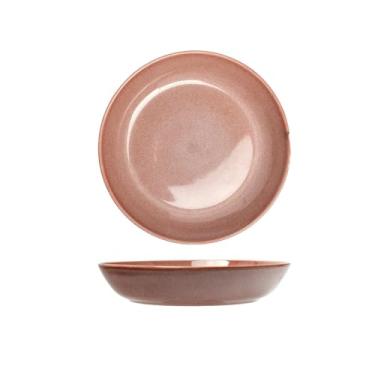 Imagem de Esmalte de cerâmica retrô colorido prato fundo grosso doméstico requintado personalizado talhere-pó 22 cm.