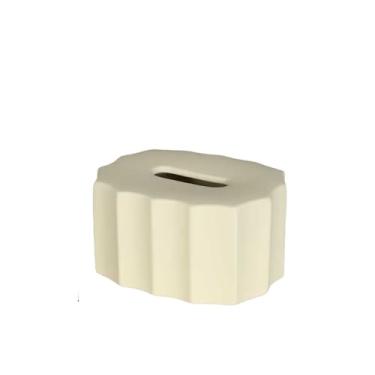 Imagem de Caixa de toalhas Caixa de lenços papel cerâmica simples, decoração mesa para sala estar, dispensador criativo guardanapos faciais Organizador para Home(Beige)