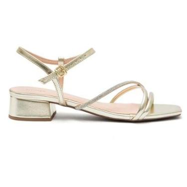 Imagem de Sandália Feminina Klode Salto Baixo Grosso Strass-Feminino