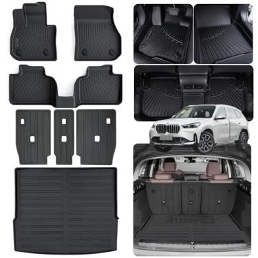 Imagem de AltraVos Tapetes de chão, forros de carga e tapete de encosto para BMW X1 TPE 2023 2024 2025 proteção para todos os climas 1ª e 2ª fileiras forros de chão de carro com tapete de porta-malas capa de