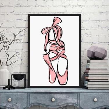 Imagem de Quadro Ilustração Sapatilha De Ballet 24X18Cm - Com Vidro