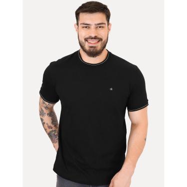 Imagem de Camiseta Calvin Klein Masculina Chest CK Friso Preta-Masculino