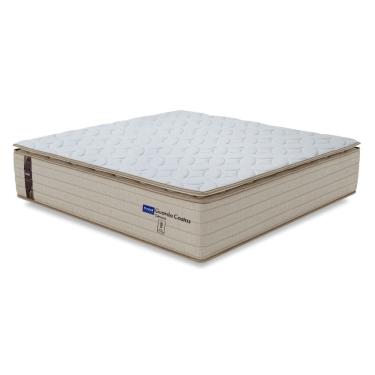 Imagem de Colchão King Probel Molas Ensacadas Pillow Top 193x203x30cm Guarda Costas Genova Branco/Bege