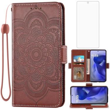 Imagem de Asuwish Capa de telefone para Motorola Moto G Power 5G 2025/G Play 2025 Capa carteira com protetor de tela de vidro temperado e couro sintético flip porta-cartão de crédito acessórios para celular