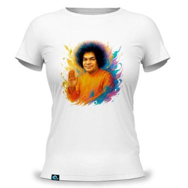 Imagem de Camiseta Feminina Baby Look com Estampa Sathya Sai Baba 100 Algodão Fi