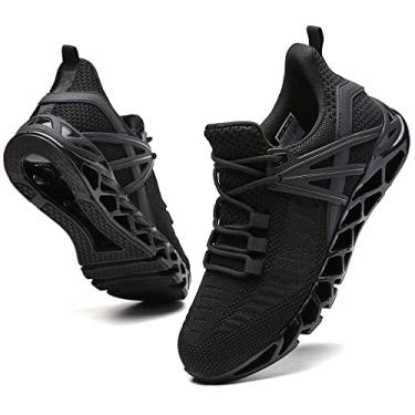 Imagem de Ezkrwxn Tênis de corrida esportivo feminino, moderno, casual, atlético, caminhada, tênis, Preto 1922, 38