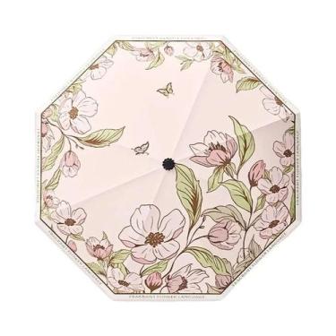 Imagem de Guarda-chuva Dobrável Com Estampa De Flores Românticas, Proteção UV UP
