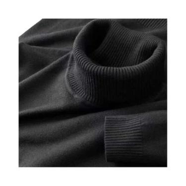 Imagem de Suéter Masculino De Gola Alta Em Cor Sólida, Tricotado, Respirável E Q