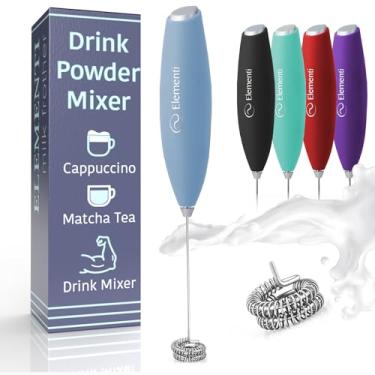 Imagem de Elementi Bastão Espumador - Agitador Elétrico Portátil E Fácil De Usar Para Bebidas Em Pó, Misturador Proteínas Café Durável Potente (Azul Pastel)