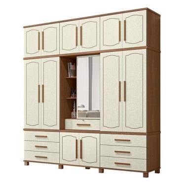 Imagem de Guarda Roupa Casal Londres Capelinha Jatobá Areia Acetinado - Santos Andirá