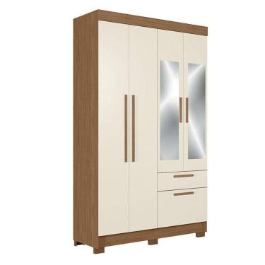 Imagem de Guarda Roupa Solteiro 4 Portas Londrina Com Espelho Jatobá Areia - Santos Andirá