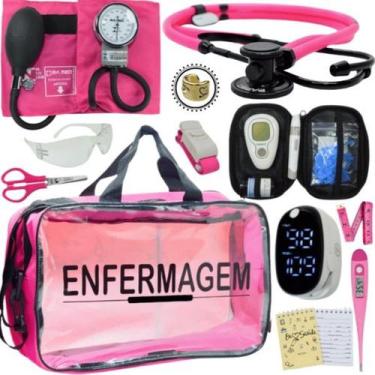 Imagem de Kit Bolsa Enfermagem Medidor Oxímetro Esteto Aparelho De Pressão - PA 